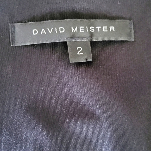 David Meister Black Empire fitted Dress w/ faux leather detail - Picture 12 of 16